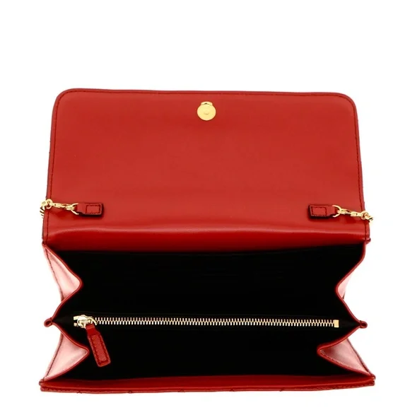 Versace Medusa Chain Crossbody Quilted Red Leather New